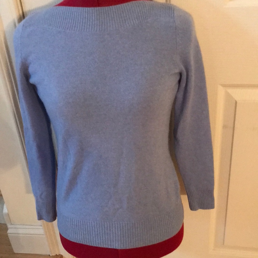 Talbots petite Pure Cashmere pale blue long sleeve sizeP